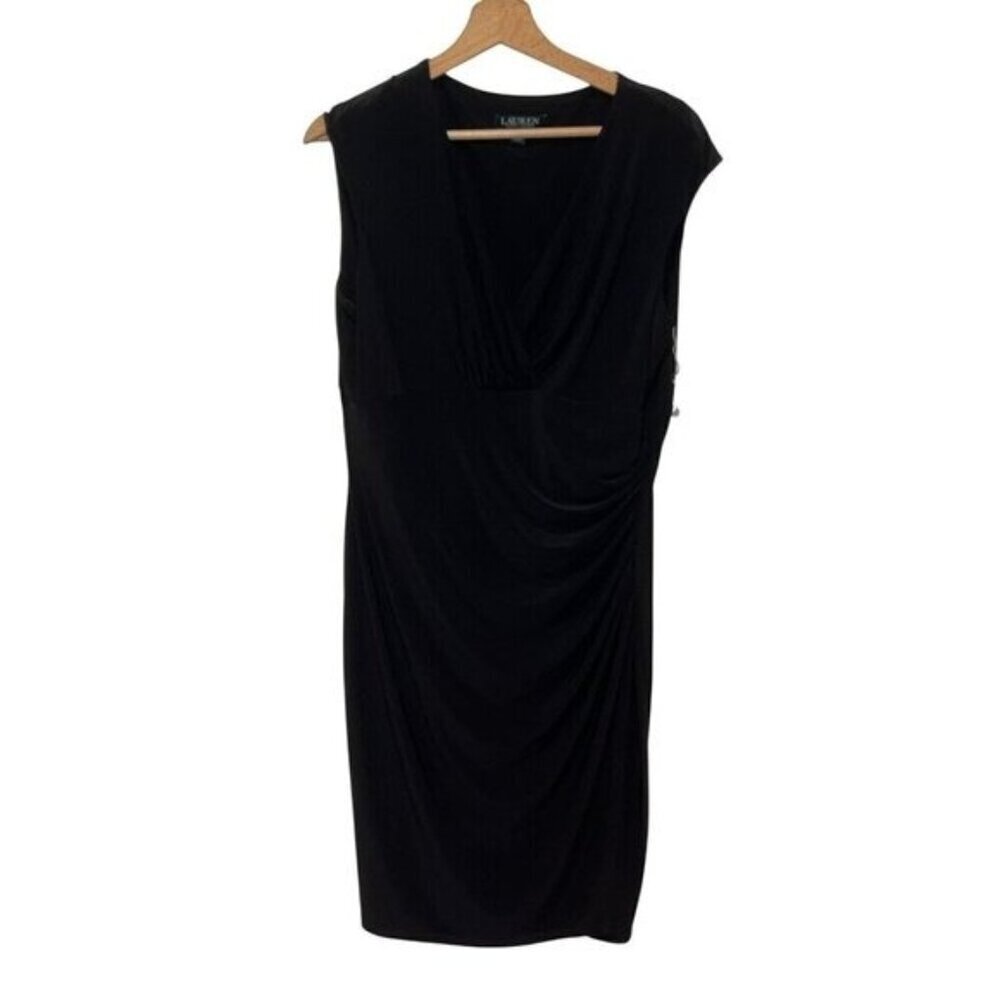 Lauren Ralph Lauren Faux Wrap Sleeveless Stretch Sheath Mini Dress Women's 14